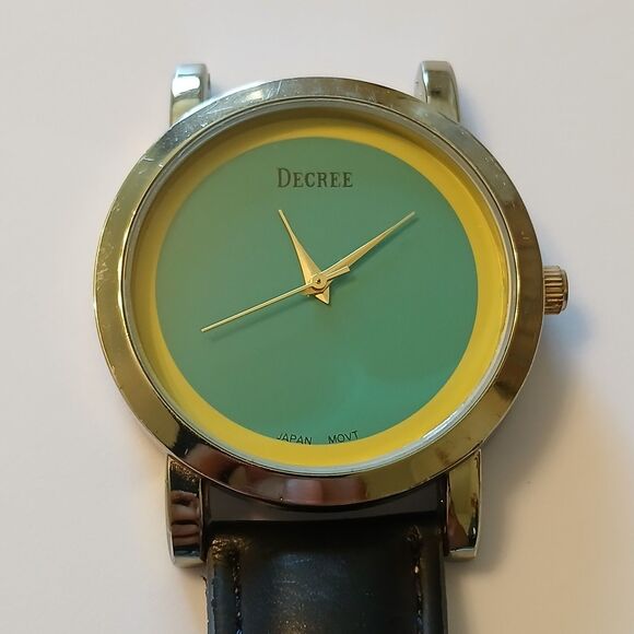 Decree Women's Green Yellow Round Gold Tone Dial Casual Watch Japan Movt - Picture 2 of 15